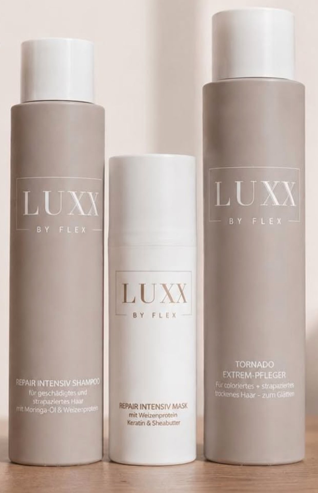 Drei Pflegeprodukte von LUXX by flex
