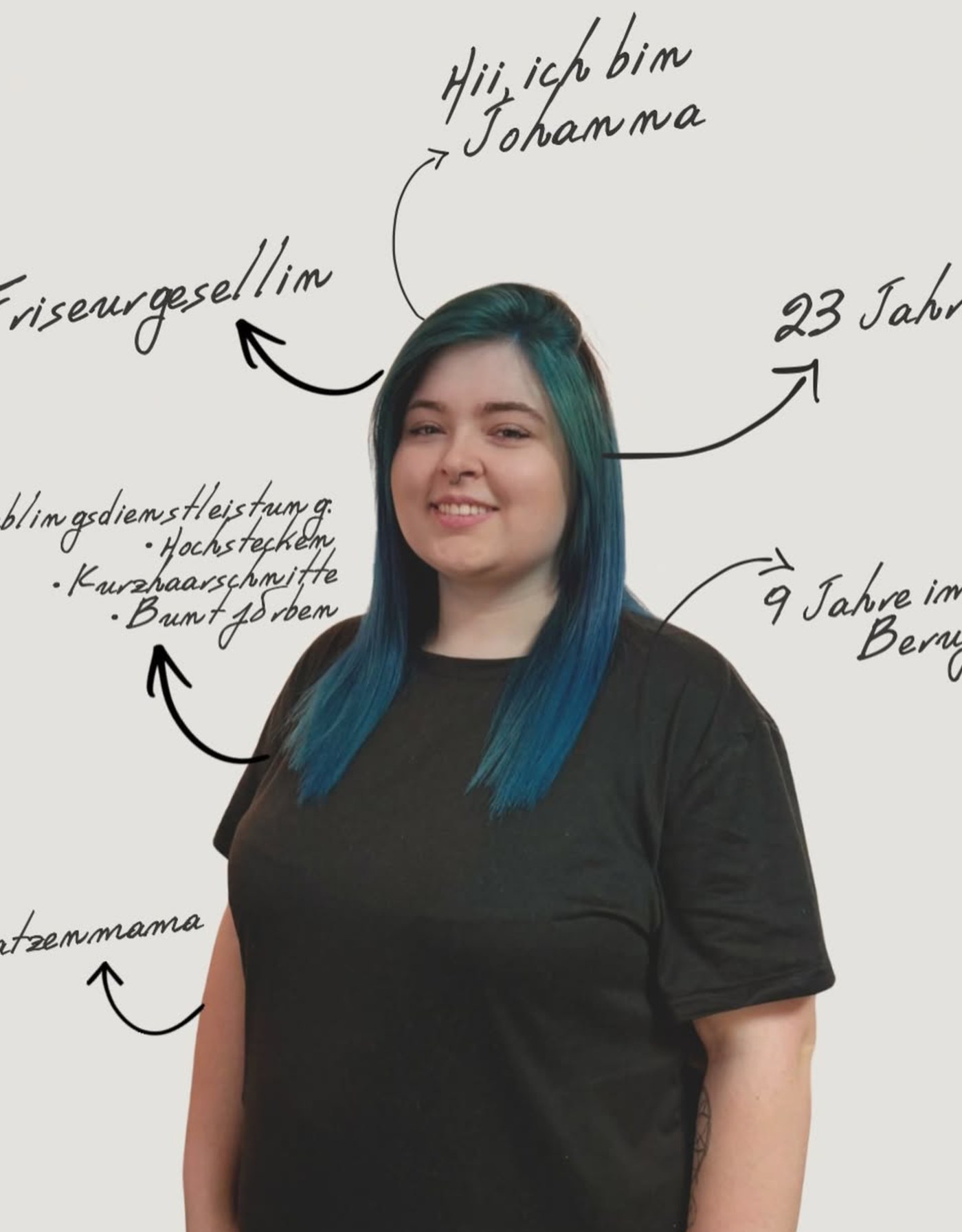 Johanna, Friseurgesellin mit Schwerpunkten Hochstecken, Kurzhaarschnitte und Buntfärben